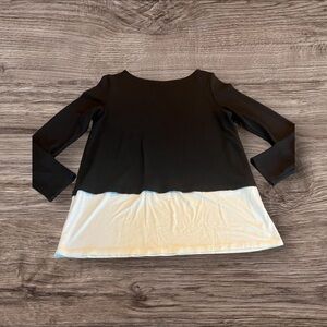 J.Jill Wearever Collection Black White Layered Long Sleeve Top Stretch Small